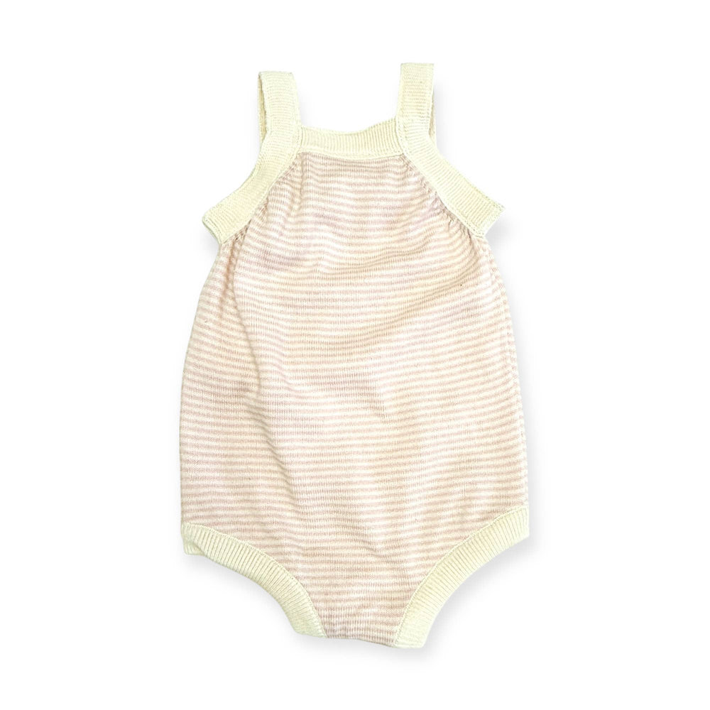 Strawberry Embroidered Knit Baby Ruffle Romper (Organic)
