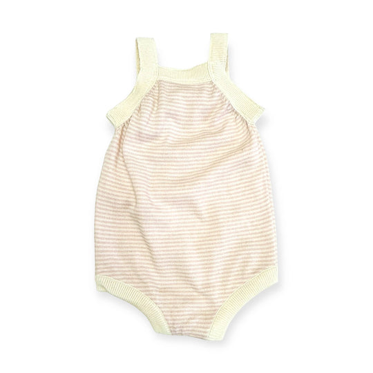 Strawberry Embroidered Knit Baby Ruffle Romper (Organic)