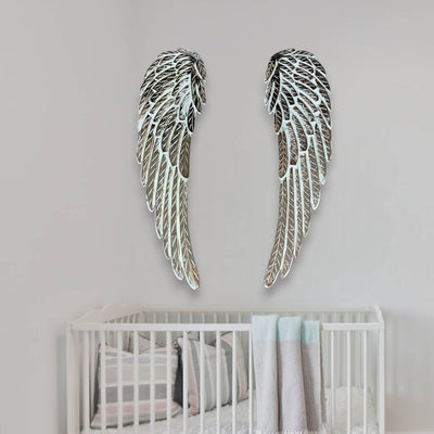Pair of Hand-Carved Wood Wall Angel Wings