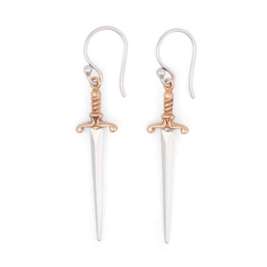 Sterling Silver Sword Dangle Earrings