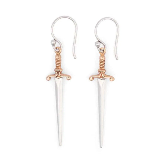 Sterling Silver Sword Dangle Earrings