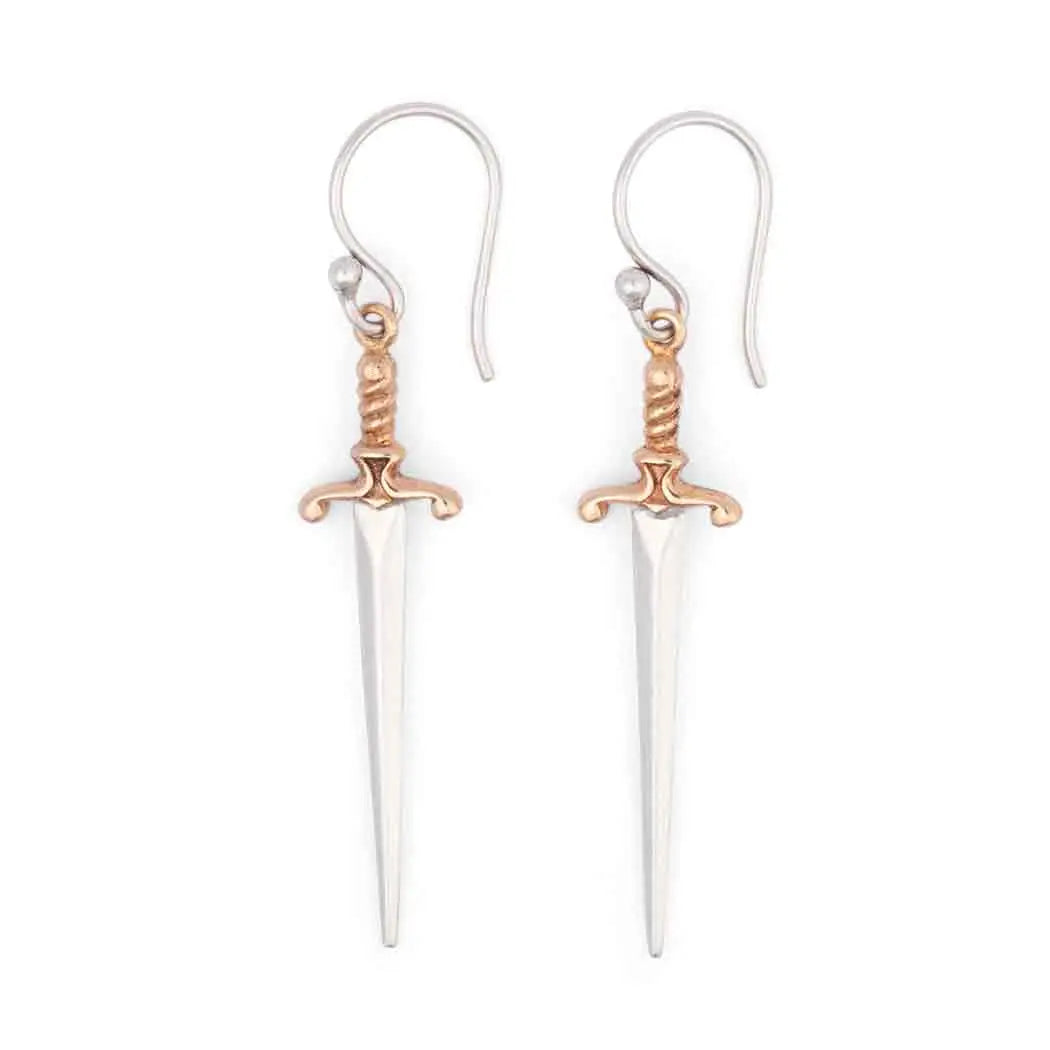 Sterling Silver Sword Dangle Earrings