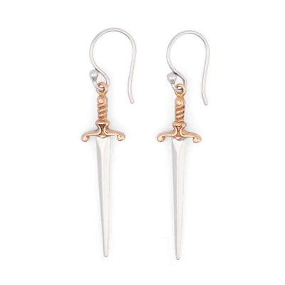 Sterling Silver Sword Dangle Earrings