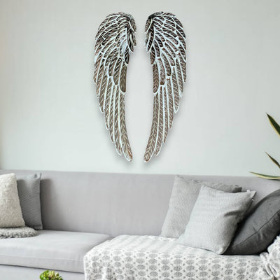 Pair of Hand-Carved Wood Wall Angel Wings