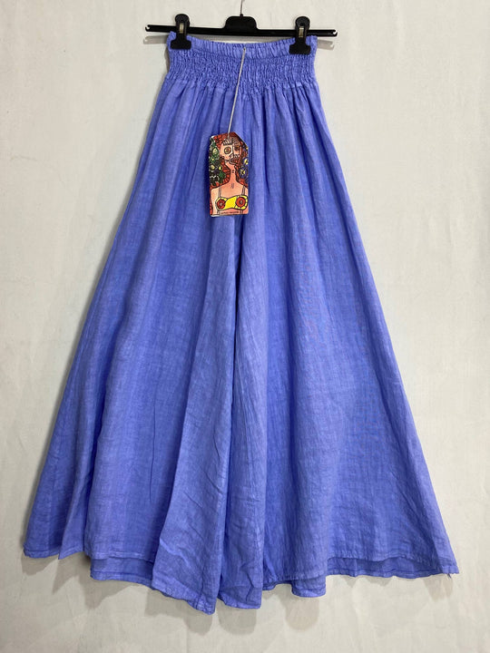 Flared Linen Pants w/ Wide Waistband