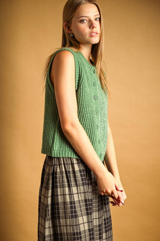 Color Contrasted Button Front Vest