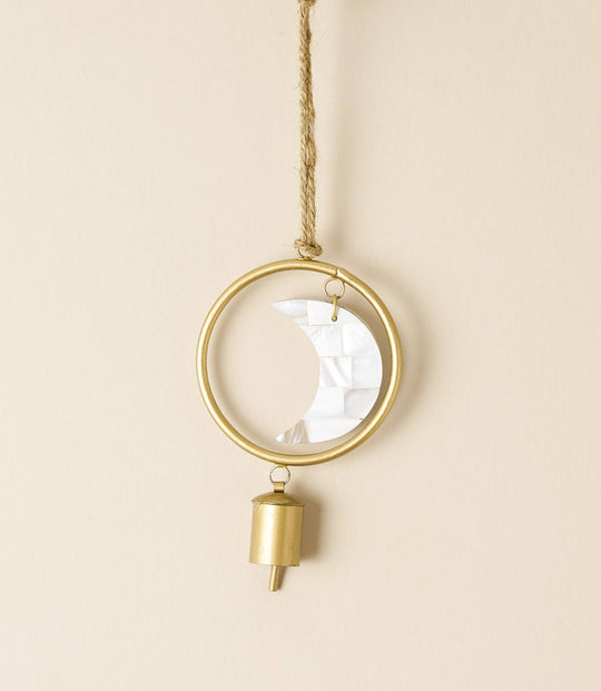 Chayana Small Moon Mother of Pearl Wind Chime - Handmade