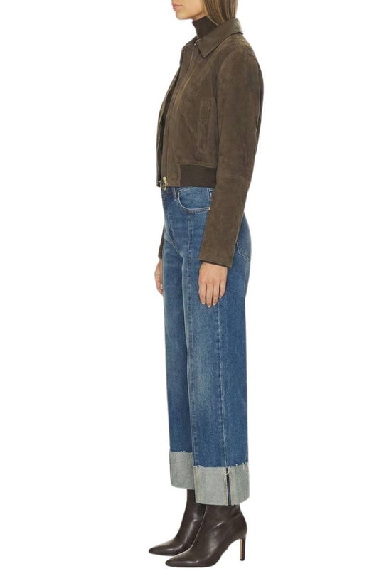 Inseam Transform High Rise Wide Leg Cuffed Jeans