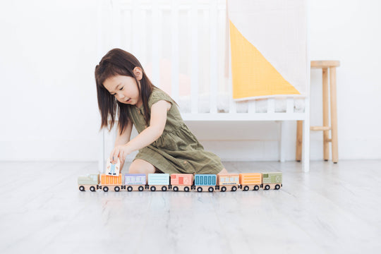 Wooden Train Montessori Play Set, 9-Piece Magnetic Trains