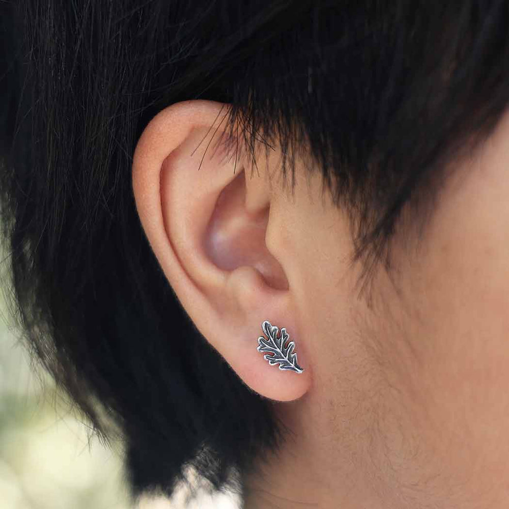 Sterling Silver Oak Leaf Earrings