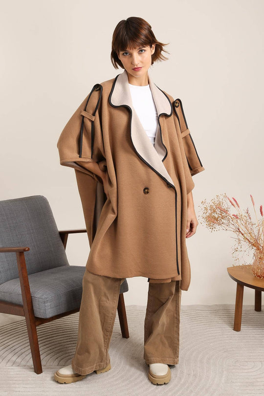 Heavy Weight Button Front Poncho
