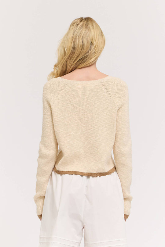 Knit Cardigan With Brown Trim