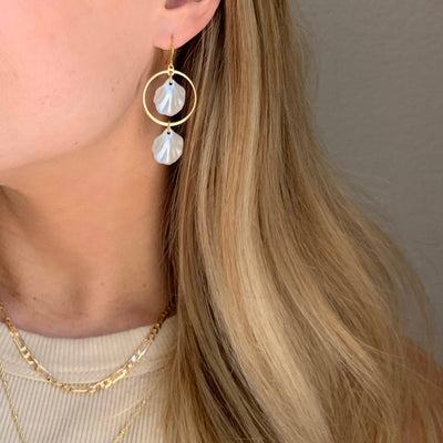 Double Scoop Seashell Dangle Earrings