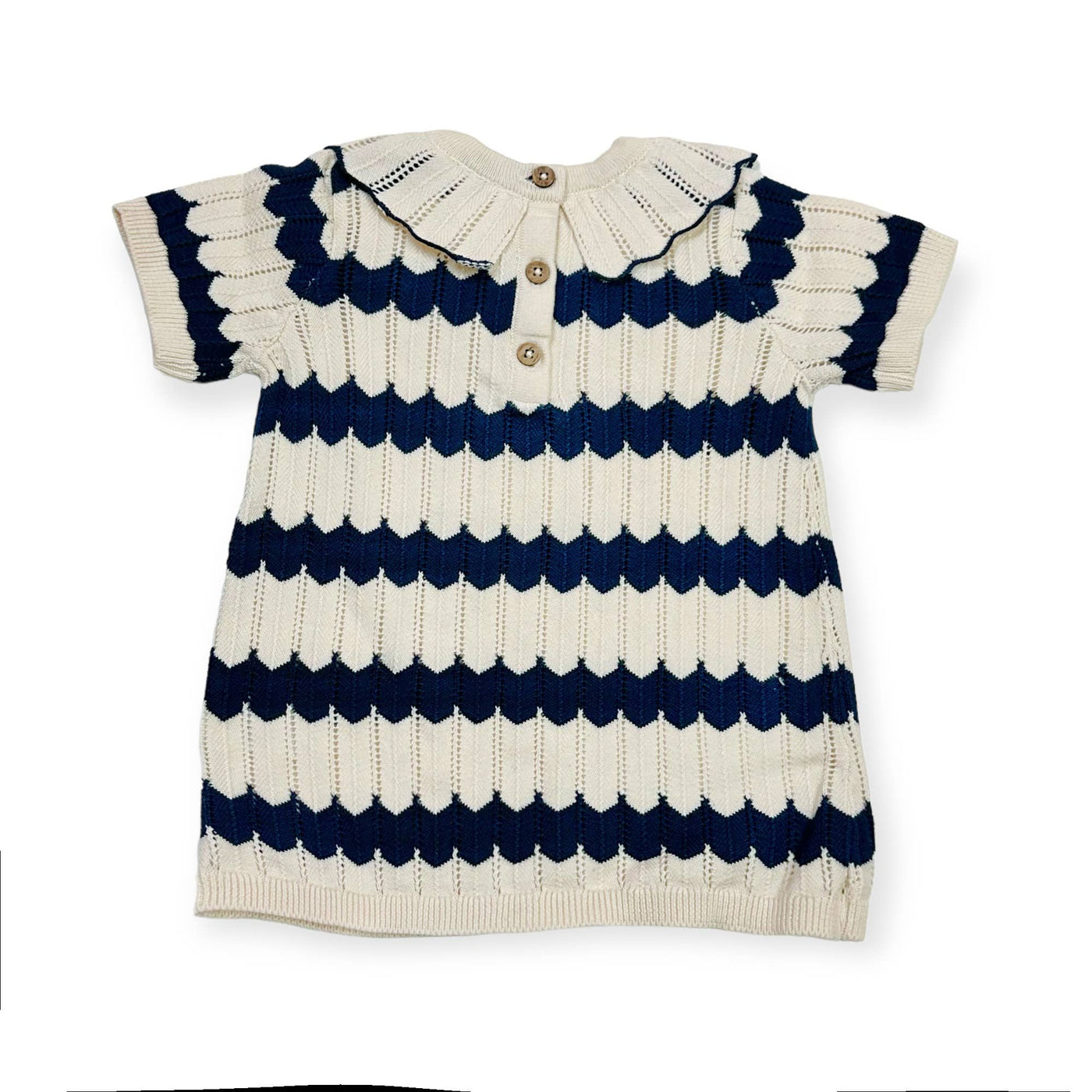 Ruffle Collar Fancy Knit Baby Sweater Dress