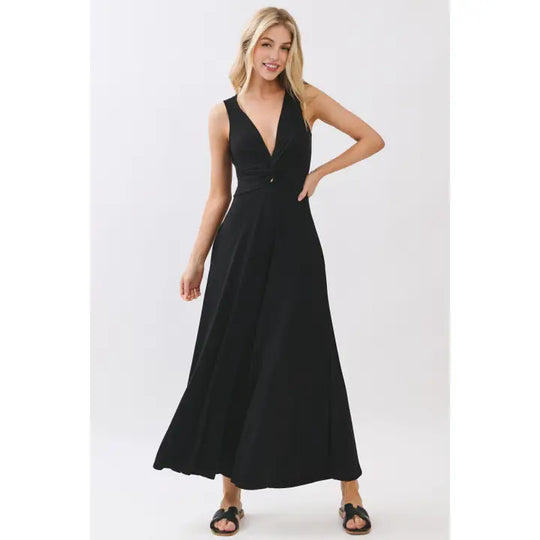 Front Twist Sleeveless Wide Leg Jumpsuit