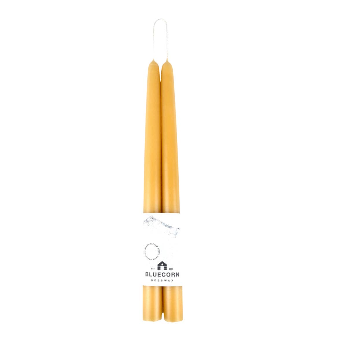 Bluecorn Candles Pair of Hand-Dipped Beeswax Taper Candles - Simple Good
