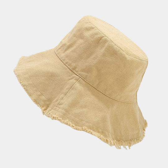 Wide Brim Frayed Edge Bucket Hat
