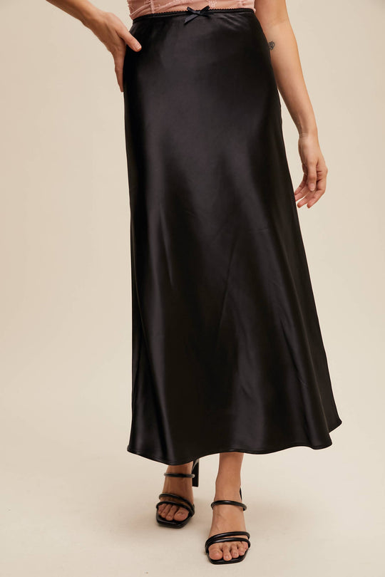 Satin Midi Slip Skirt