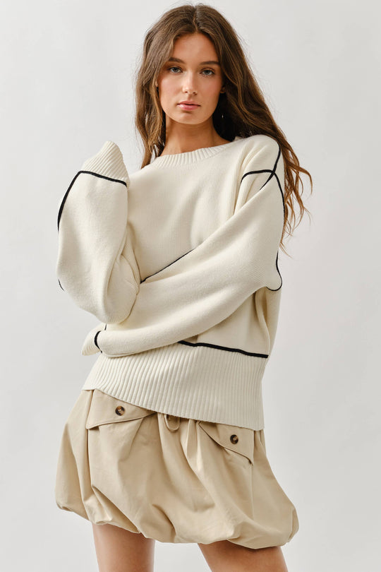 Oversized Contrast Stitch Sweater