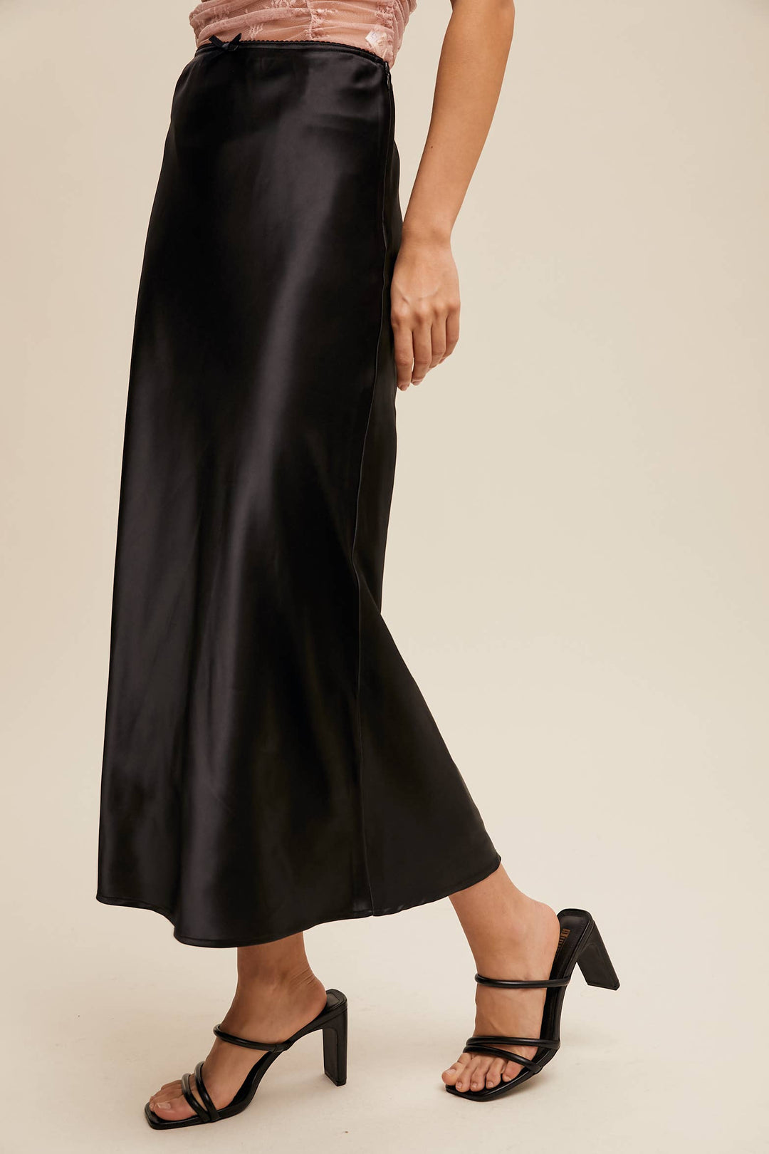 Satin Midi Slip Skirt