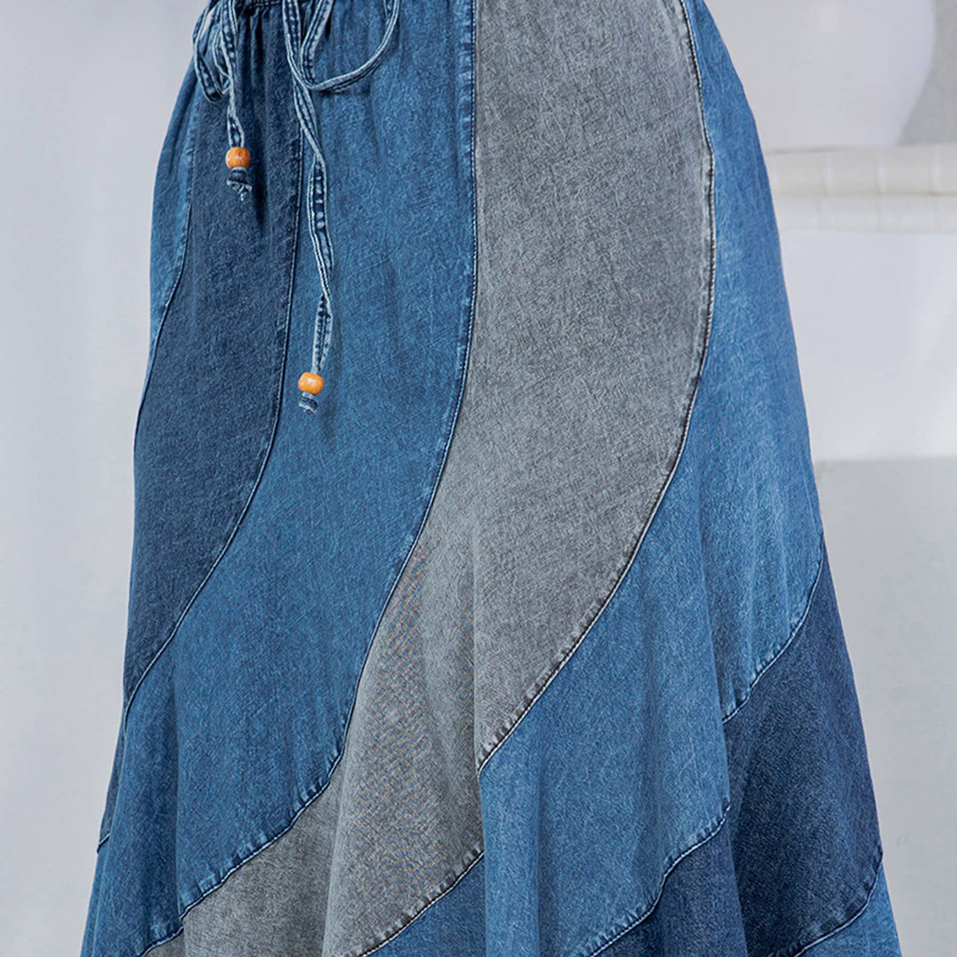 Midi Skirt With Asymmetrical Bias Panels
