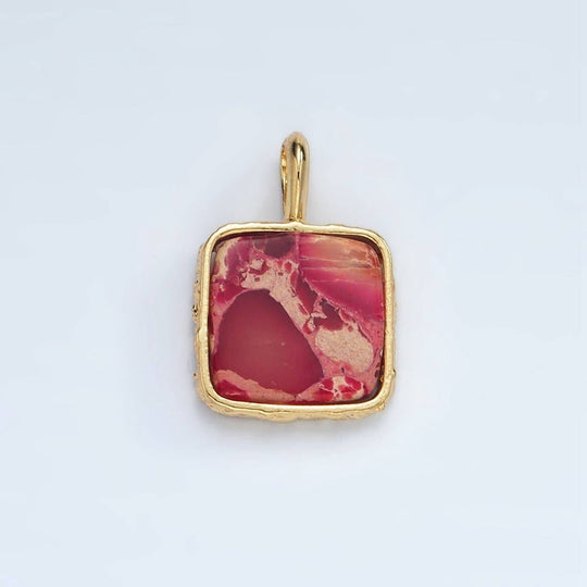 24K Gold Filled Square Natural Gemstone Necklace