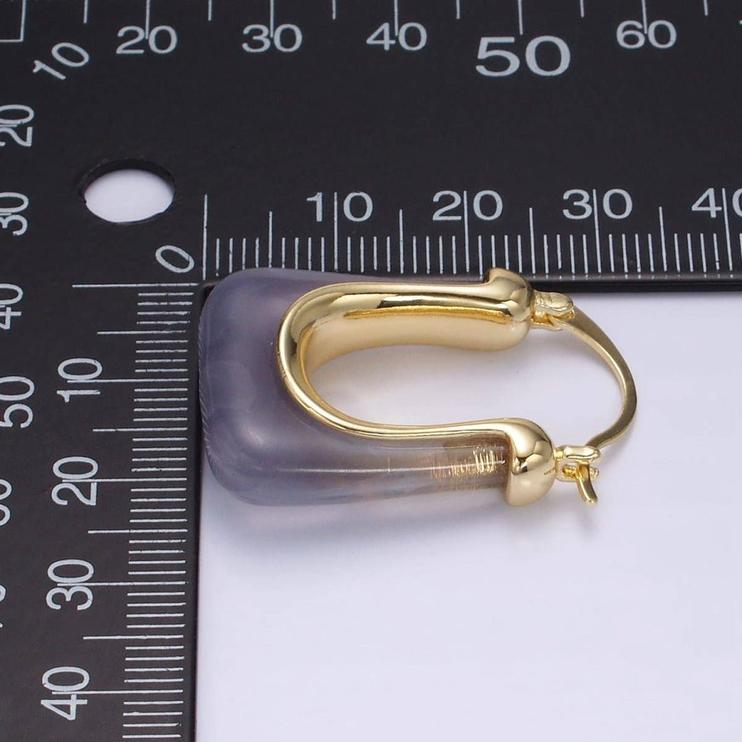 14K Gold Filled Clear U-Shaped Rectangular Acrylic Earrings