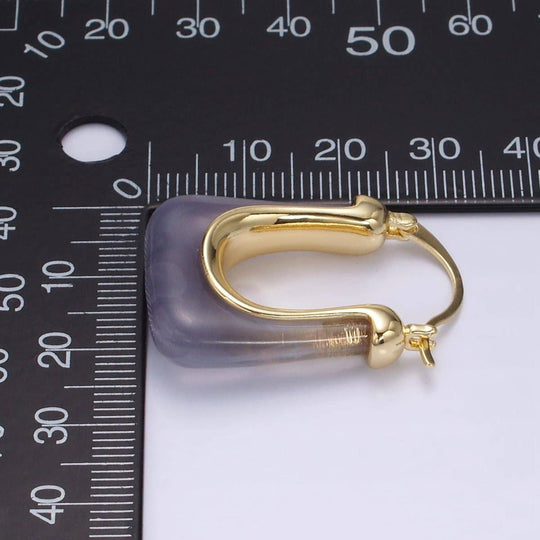 14K Gold Filled Clear U-Shaped Rectangular Acrylic Earrings