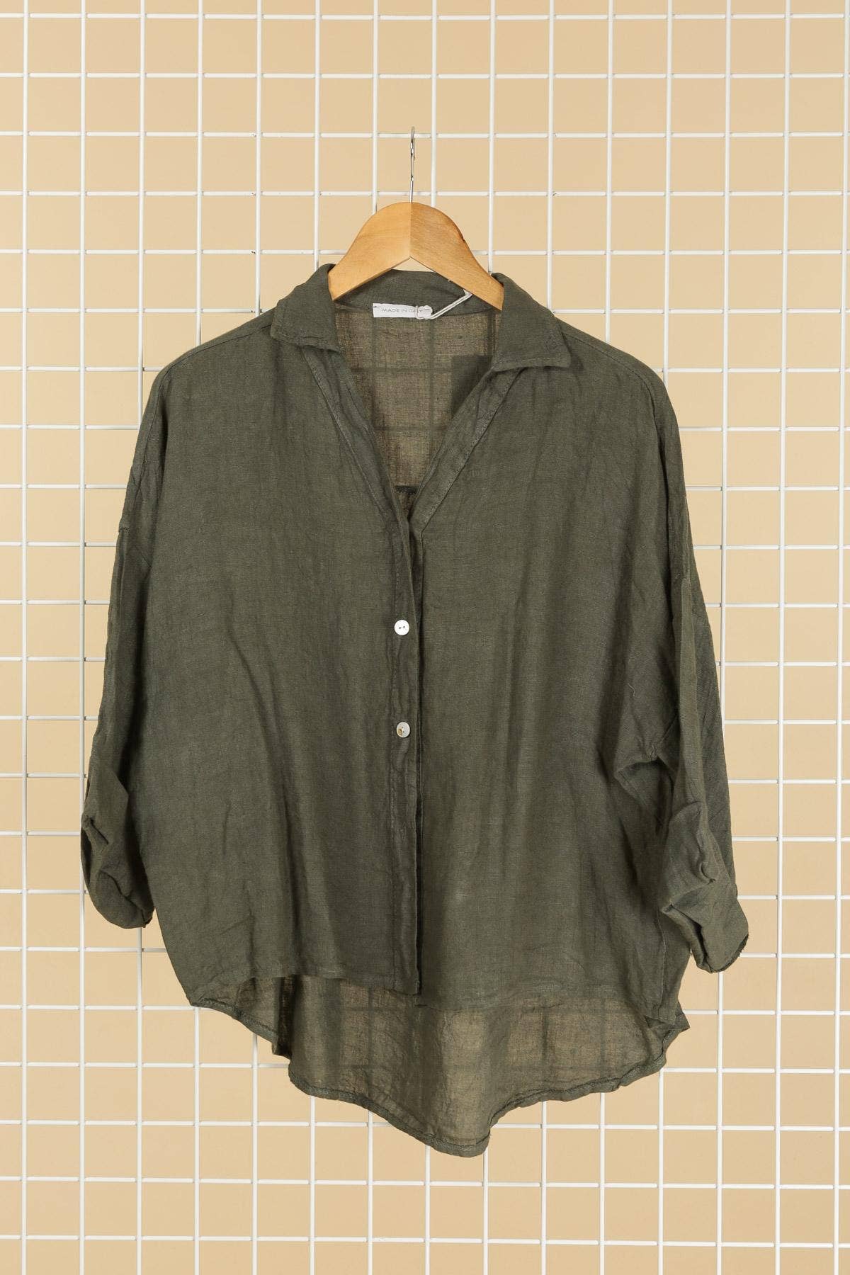 Full-length Linen Collared Shirt