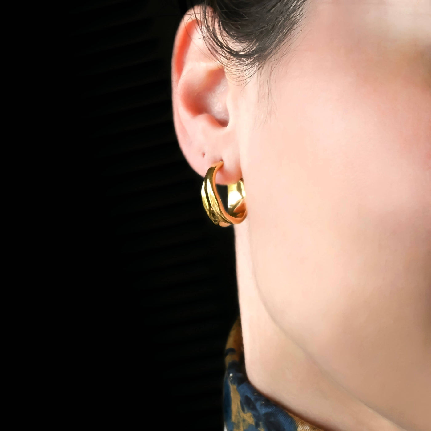 Vintage Wide Sculptural Hoops