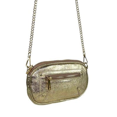 Italian Leather Shoulder Bag with Long Handle Chain