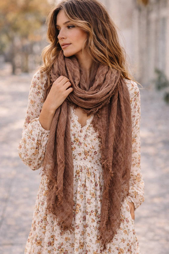 Stonewashed Solid Color Frayed Oversized Scarf
