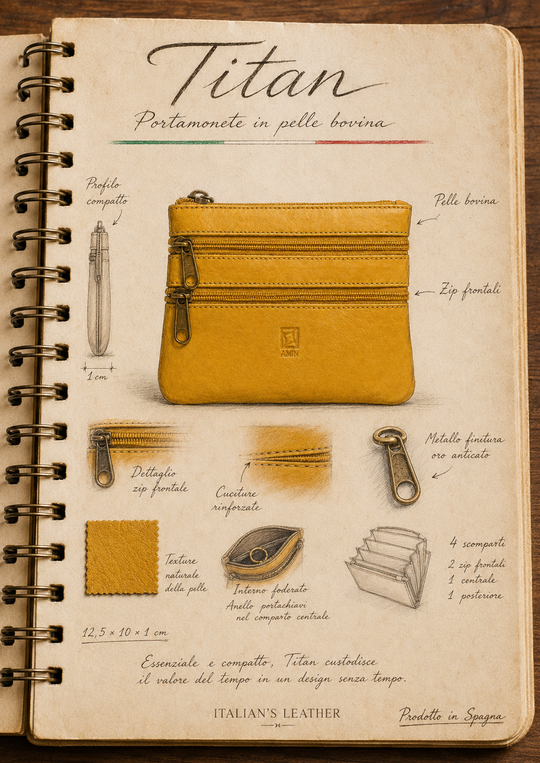 Italian Leather Double Zipper Wallet