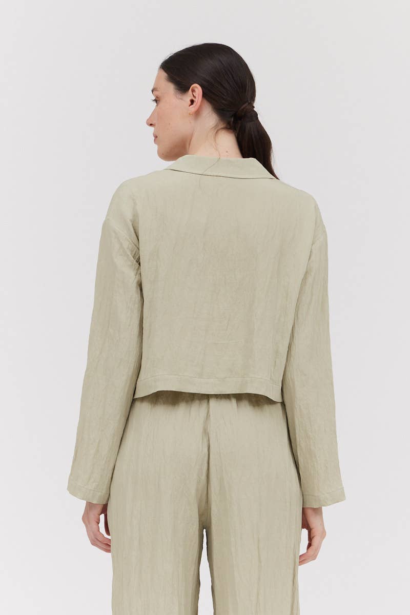 Long Sleeve Button Down Crop Top