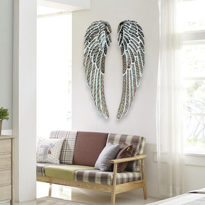 Pair of Hand-Carved Wood Wall Angel Wings