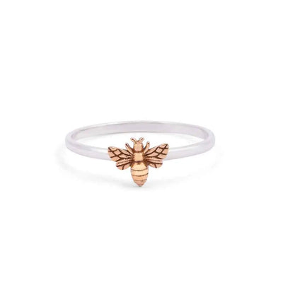 Sterling Silver Ring with Tiny Bronze Bee