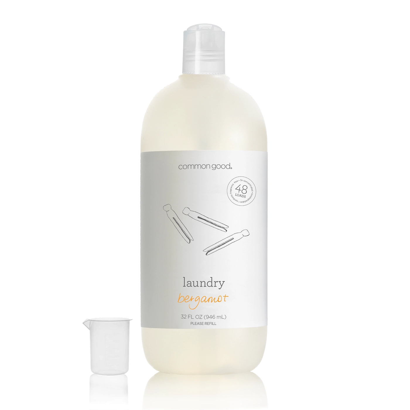 Bergamot Laundry Detergent Bottle 32oz (with measuring cup)