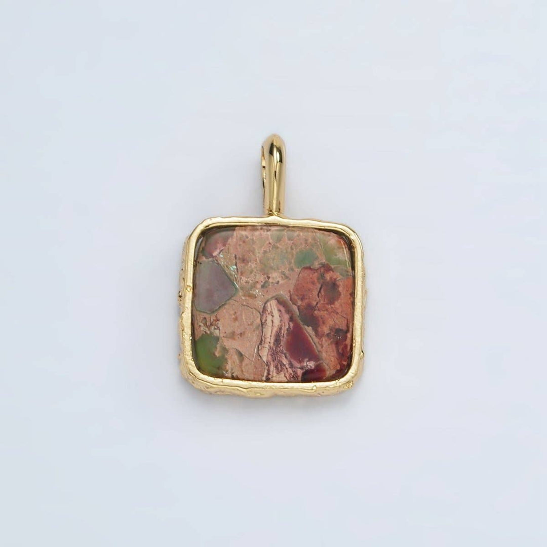 24K Gold Filled Square Natural Gemstone Necklace