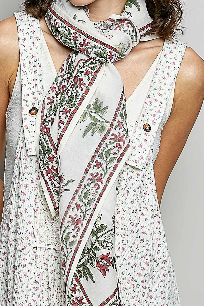 Floral Patterned Multi Style Wrap Scarf