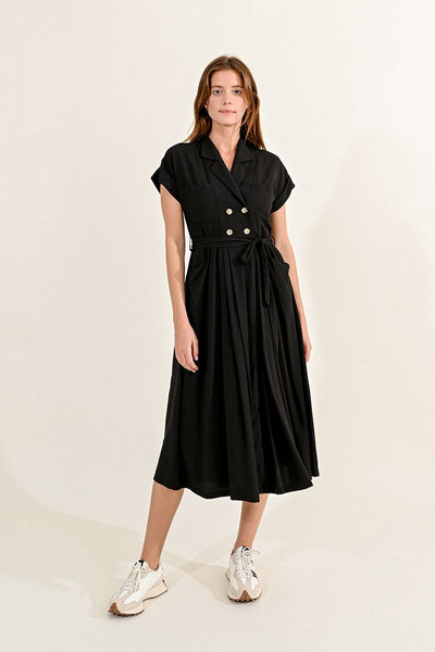 Molly Bracken Black Dress with Button Detail - Simple Good