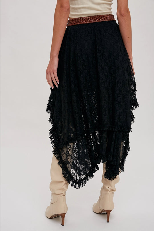 Lace Tiered Midi Skirt