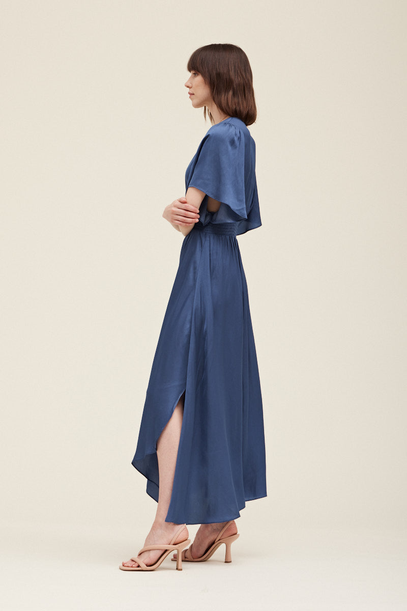 Grade & Gather Unbalanced Skirt Maxi Dress in Cornflower Blue - Simple Good