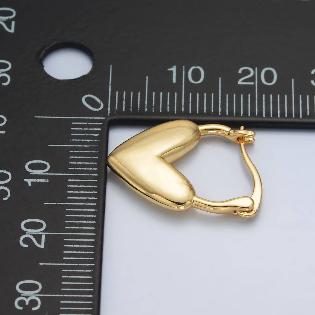 24K Gold Filled Minimal Heart Latch Hoop Earring