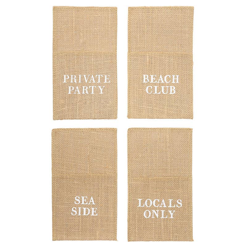 Face to Face Jute Utensil Holder Set of 4 - Beach
