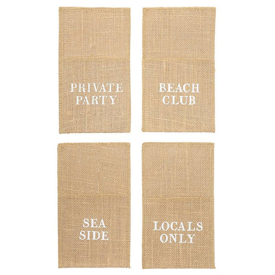 Face to Face Jute Utensil Holder Set of 4 - Beach