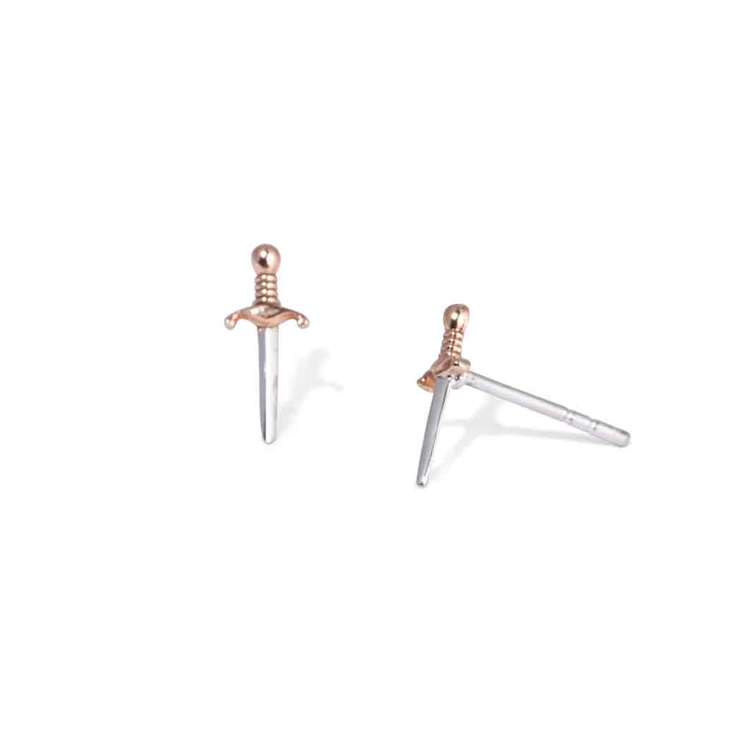Mixed Metal Mini Dagger Post Earrings