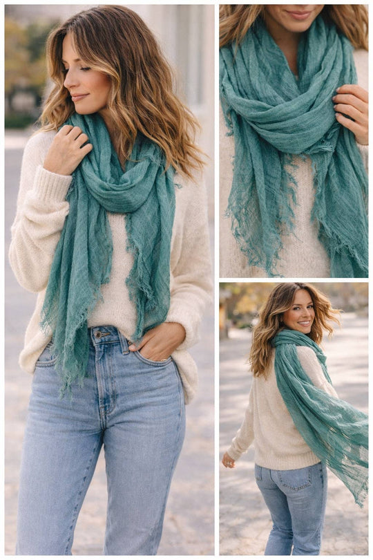Stonewashed Solid Color Frayed Oversized Scarf