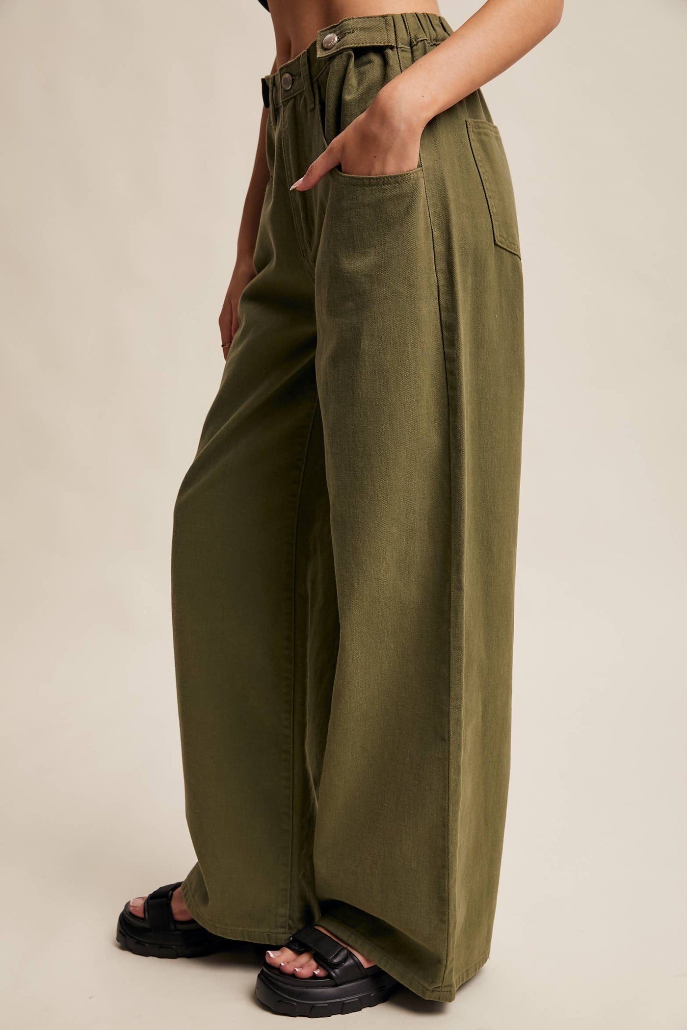 Wide-Leg Colored Denim Pants