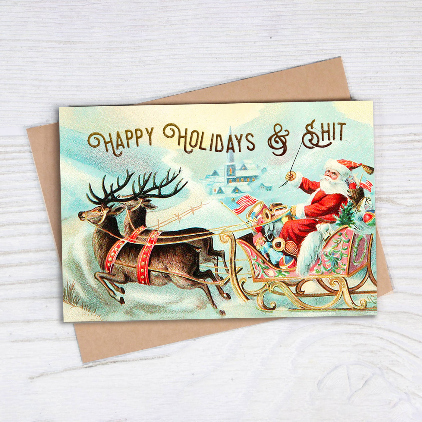 "Happy Holidays & Shit" - Funny Adult Christmas Card