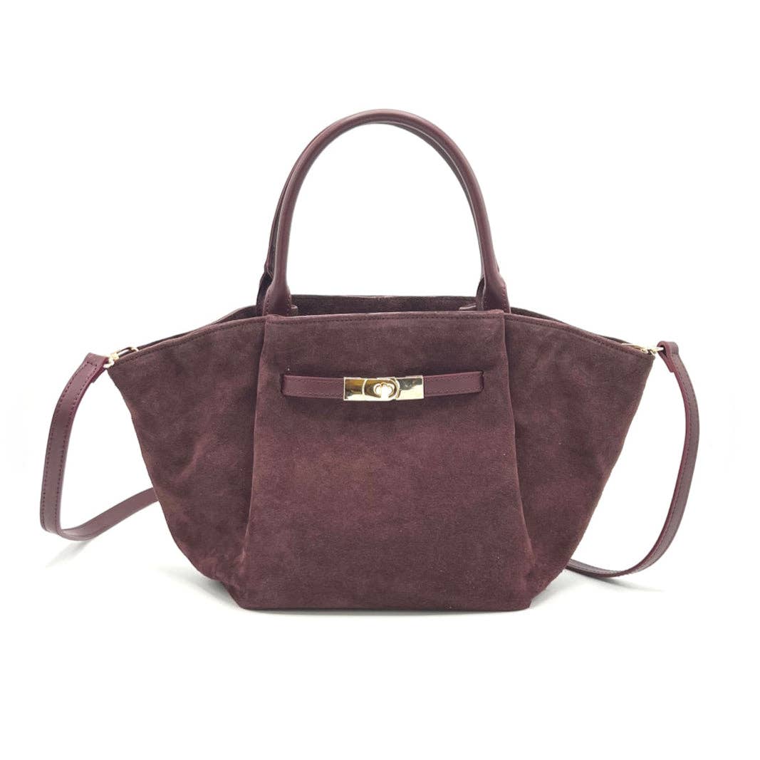 Suede Leather Tote with Strap